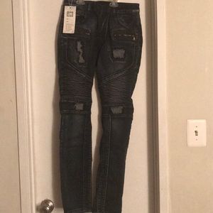 Distressed Moto Jeans
